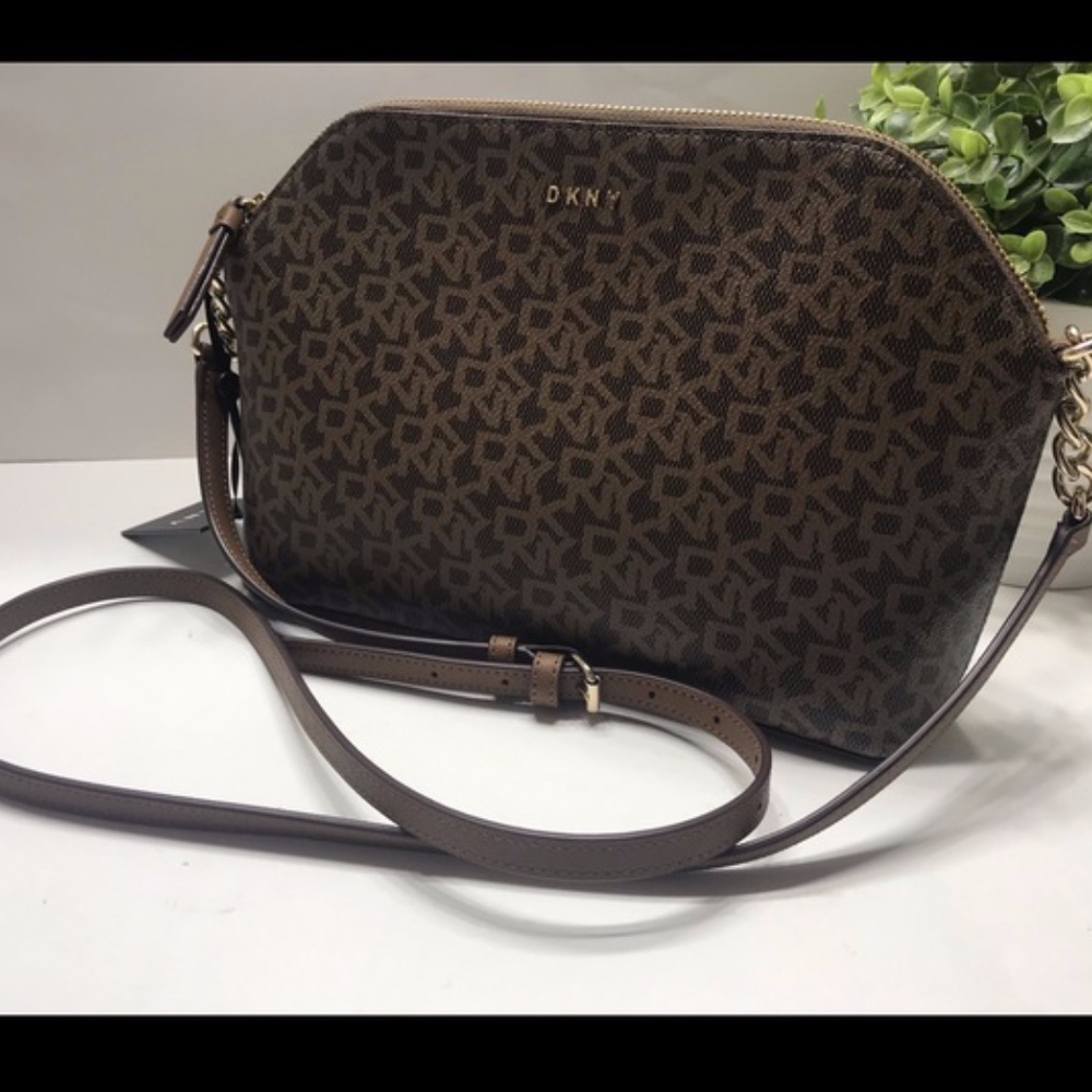 COPY - DKNY Kary Medium Dome Crossbody Purse Brown